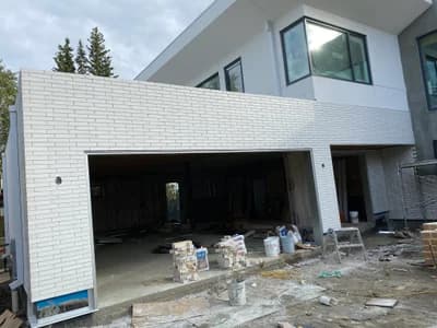 Modern luxury home with white brick