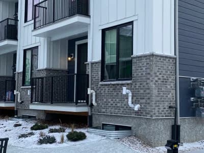 Multi-unit residential with gray brick